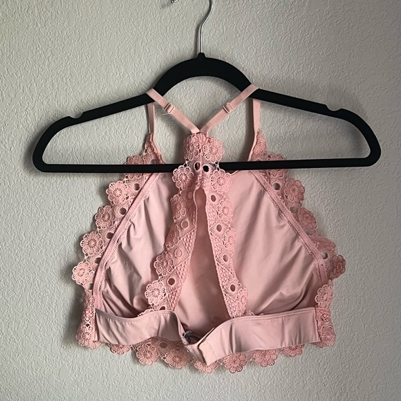 AERIE Adjustable Strap High Neck Lace Trim Bralette - Picture 2 of 3
